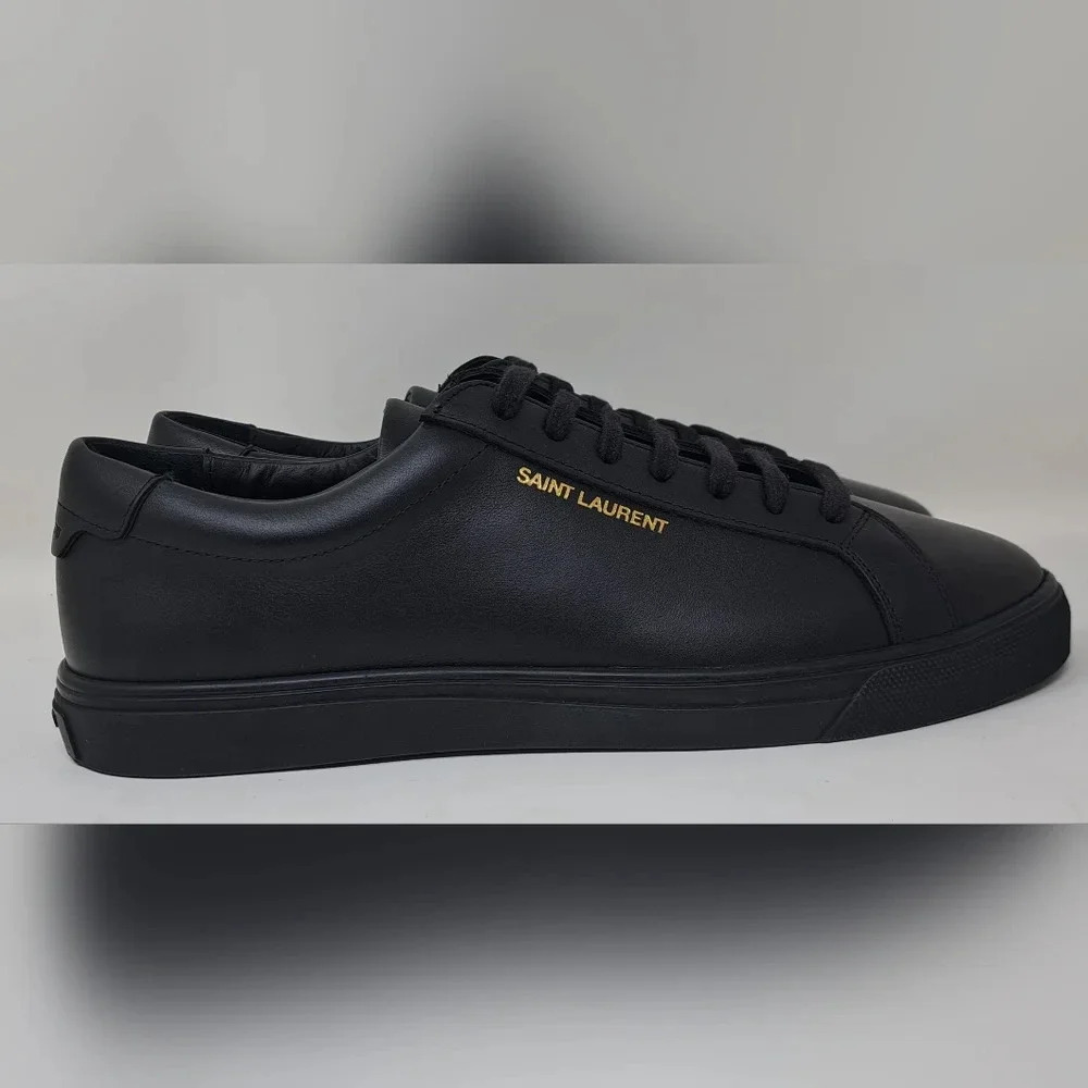 NWT Saint Laurent Andy Sneakers Shoes Low Top Black Leather Lace-Up 39 EU 9 US - Picture 10 of 16